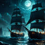 Pirate ships on a starry night