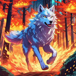 Silver running from a burning forest