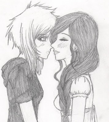 Emo Girl Kiss Drawing By Lilipads On Deviantart