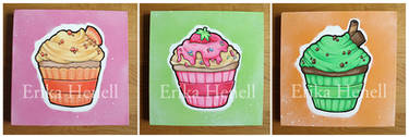 3 Cupcake Paintings