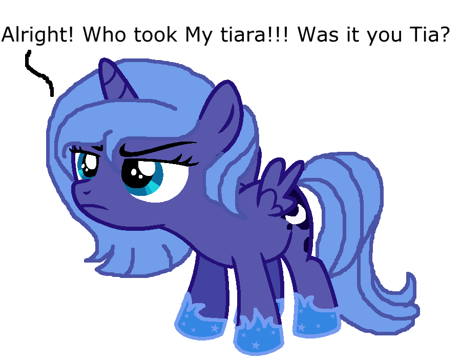 Filly Luna in'Who took the tiara?' (Art trade!)