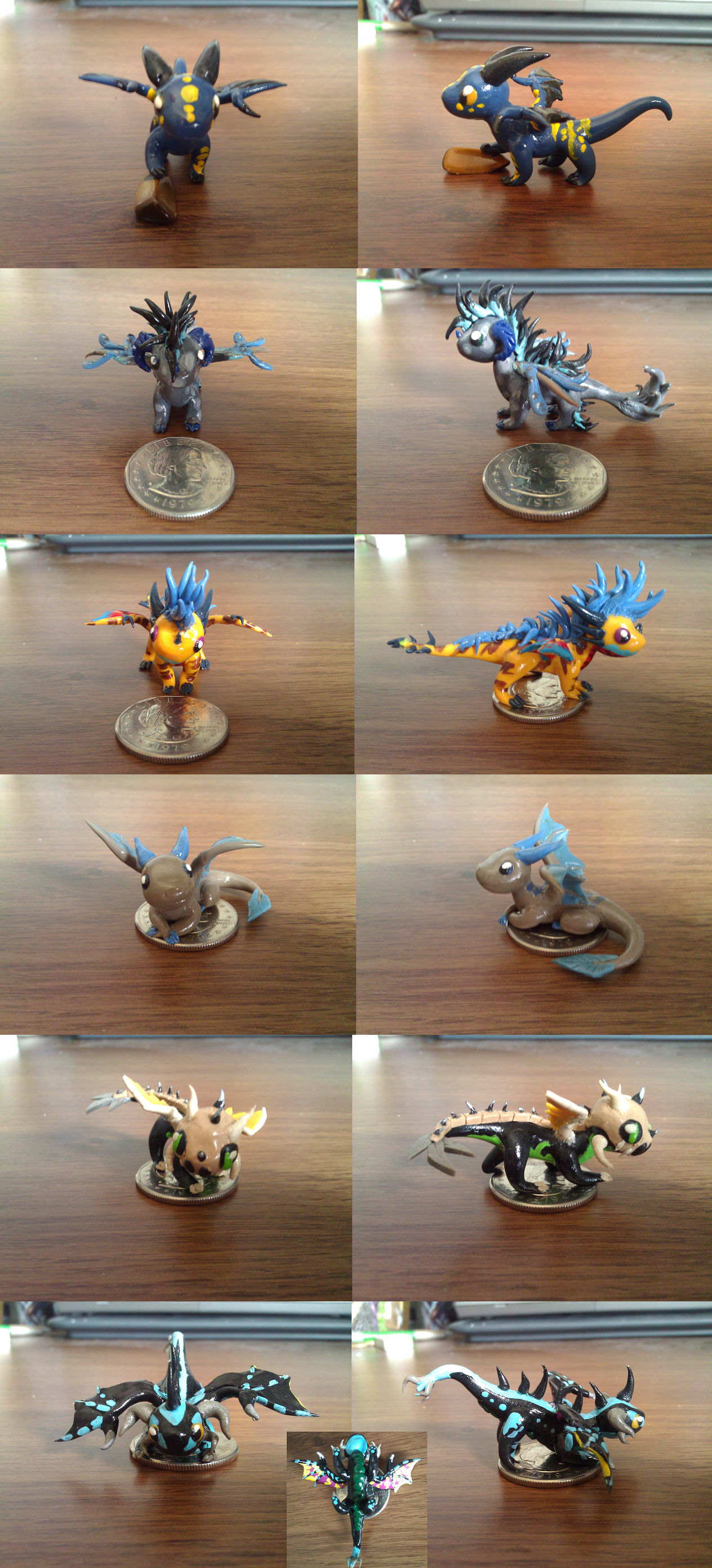 Tiny Chibi Dragon Sculptures