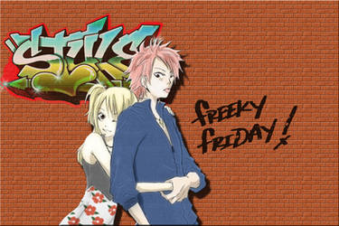 Natsu and Lucy on wall