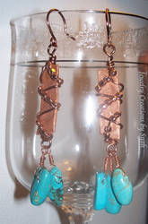 Handmade Copper and Turquoise Earrings