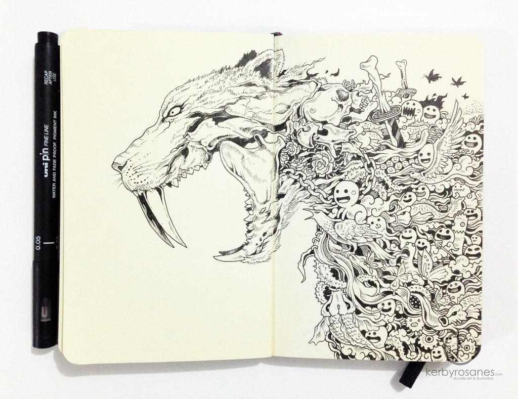 Detailed Moleskine Doodles Illustrations and Drawings