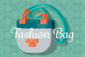 Cyan fashion woman bag in flat vector style