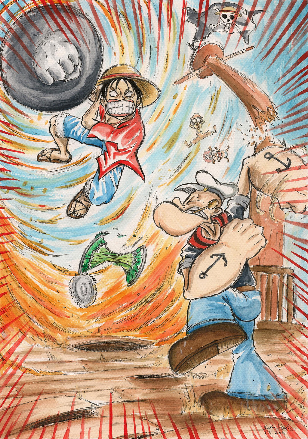 Death Battle: Monkey D. Luffy vs Popeye the Sailor by SoulEaterSaku90