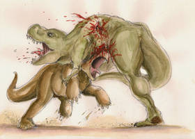 T-Rex and Triceratops Battle