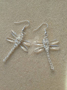 Beaded Dragonfly Earrings - Clear