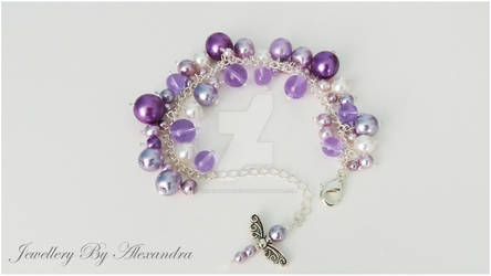 Cluster Bracelet-Lilac with Dragonfly Charm