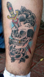 Skull dagger and roses