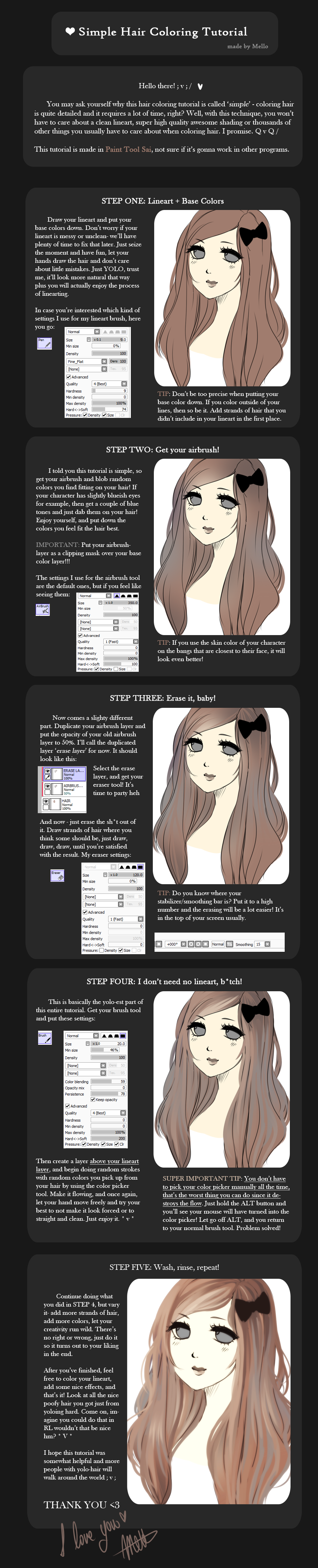 .:YOLO Hair Coloring Tutorial : PAINT TOOL SAI:.