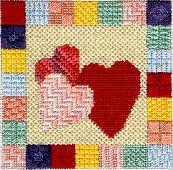 Hearts in a Box Needlepoint