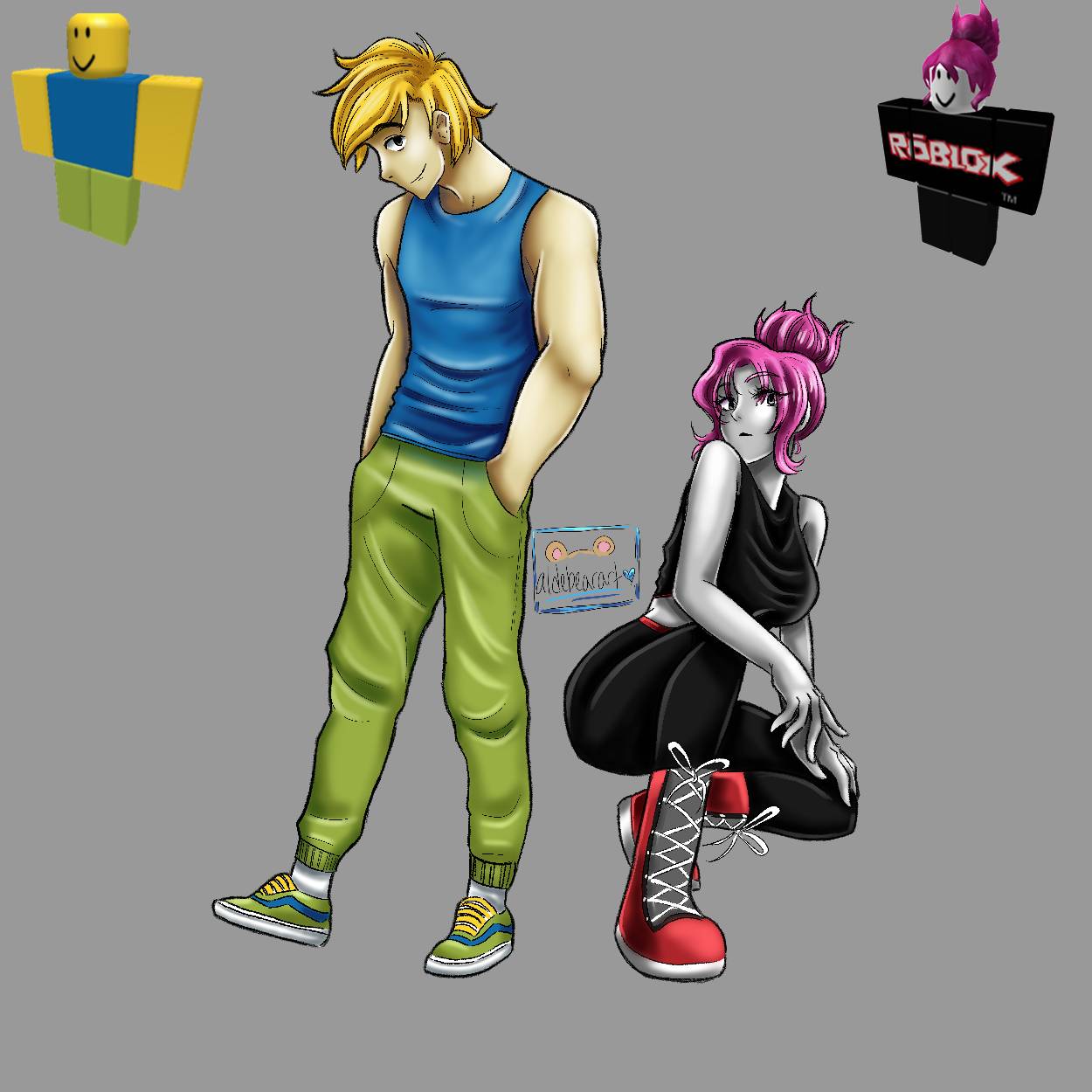 Noob and His ROBLOX GF, Guest by aldebearart on DeviantArt