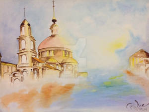 Church with water color