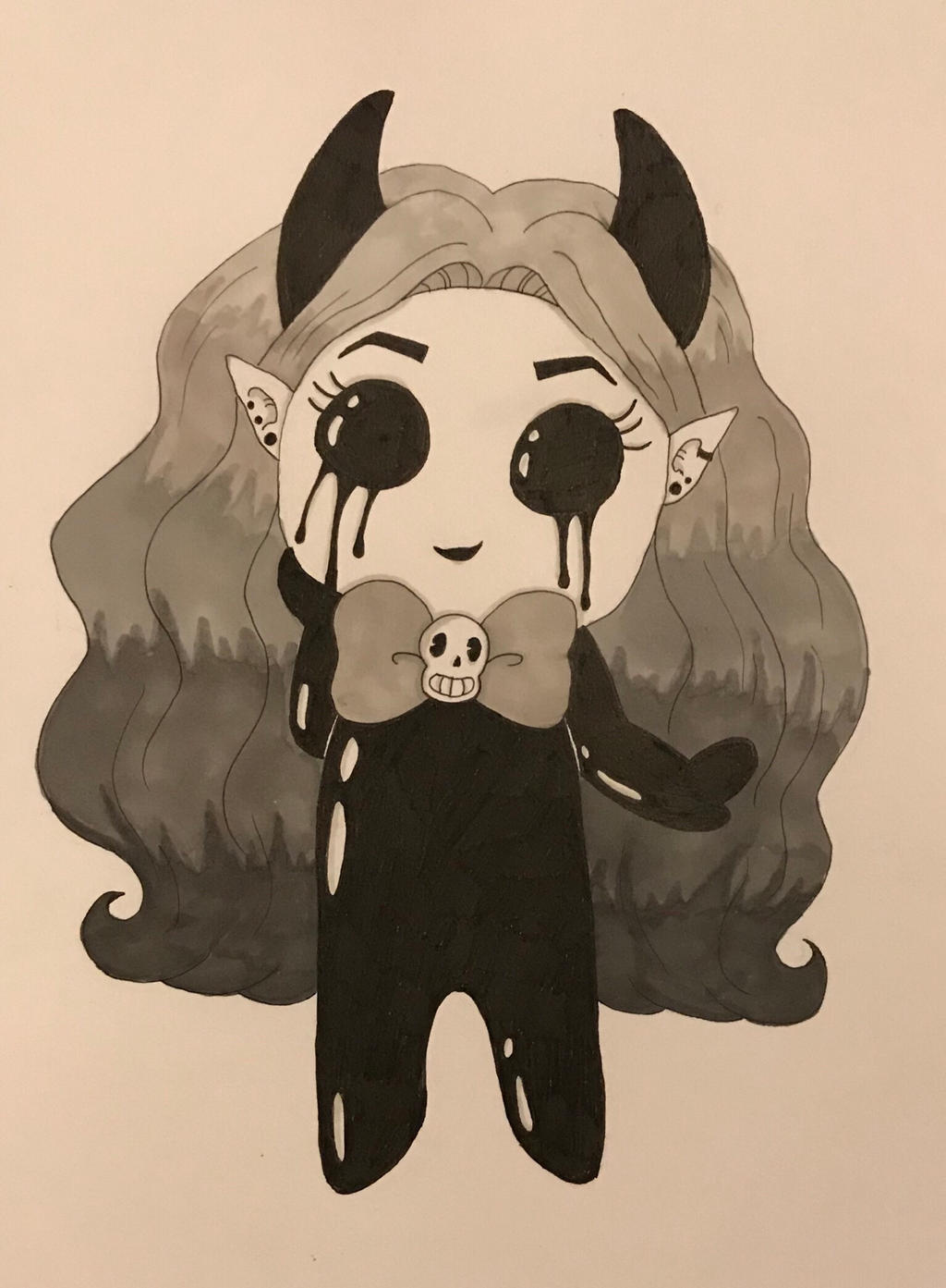 Chibi ink demon girl by CarrieTheWorst on DeviantArt