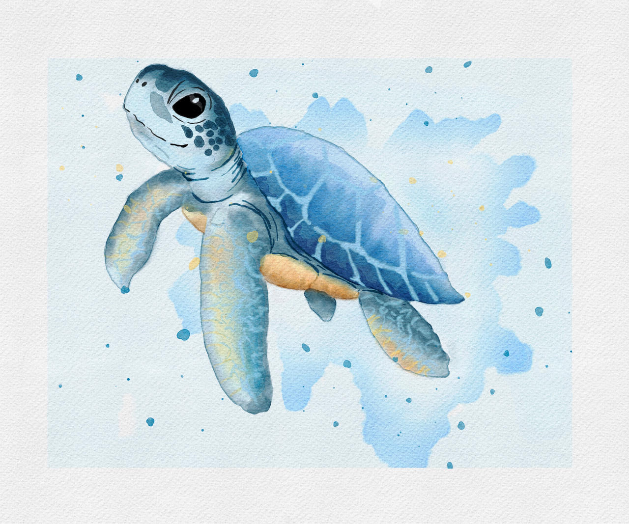 Watercolor sea turtle