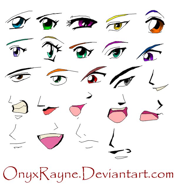 Anime Faces Reference Sheet by onyxrayne on DeviantArt