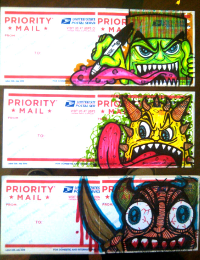Priority mail sticker graffiti