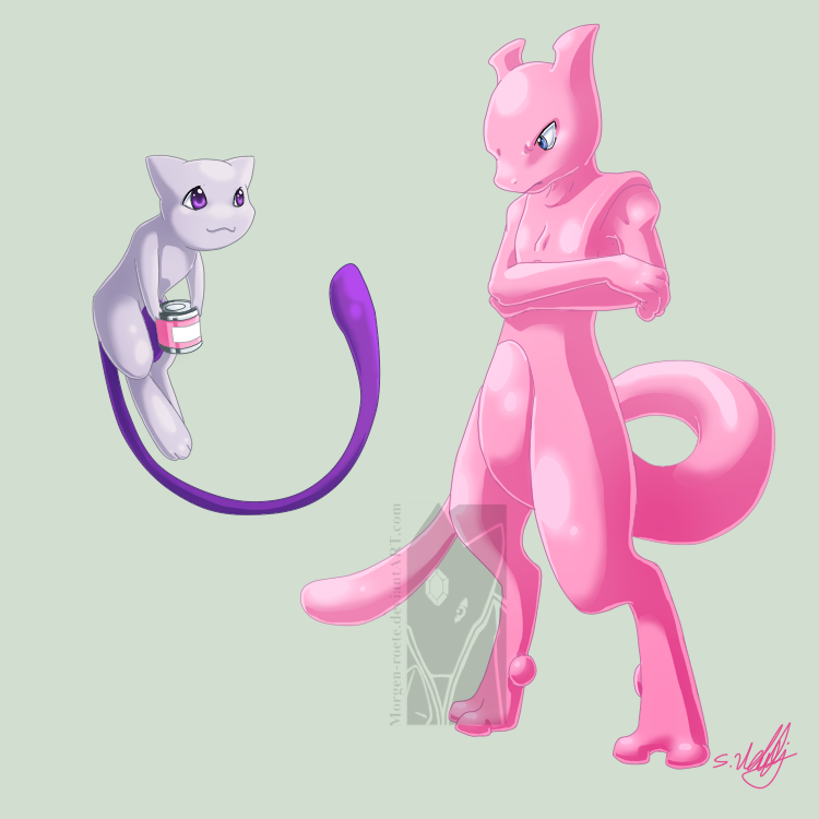 Mewtwo Vs. Mew by Tinuvion on DeviantArt