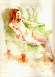 Watercolor: Girl Sitting