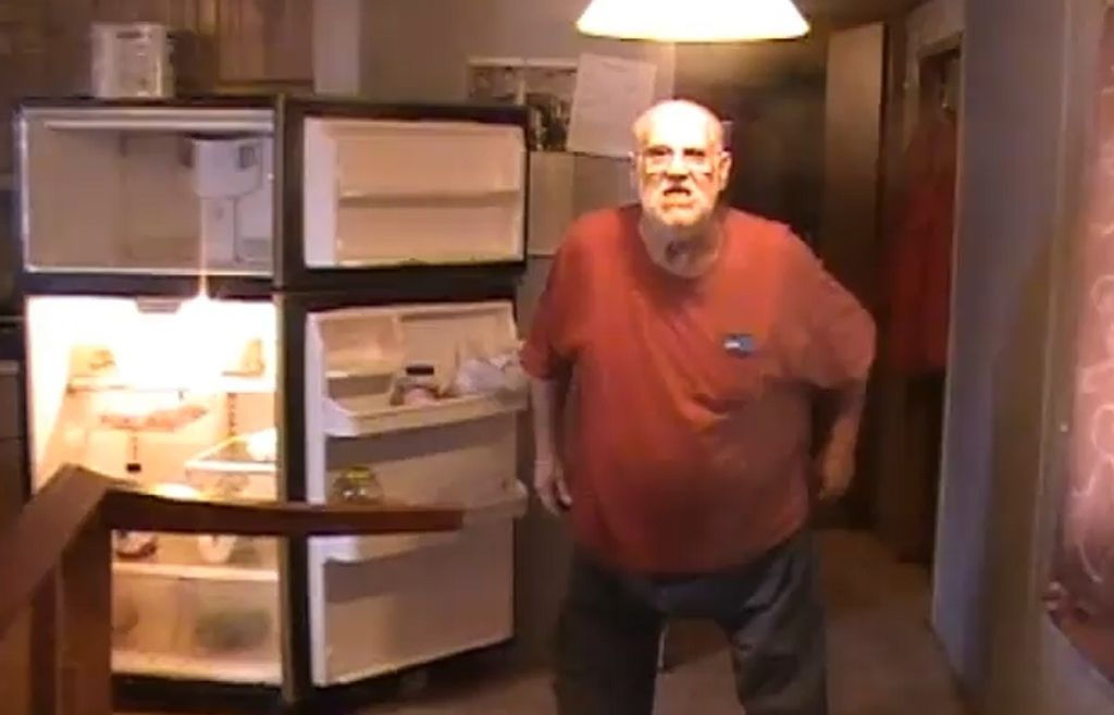 angry grandpa destroys kitchen table