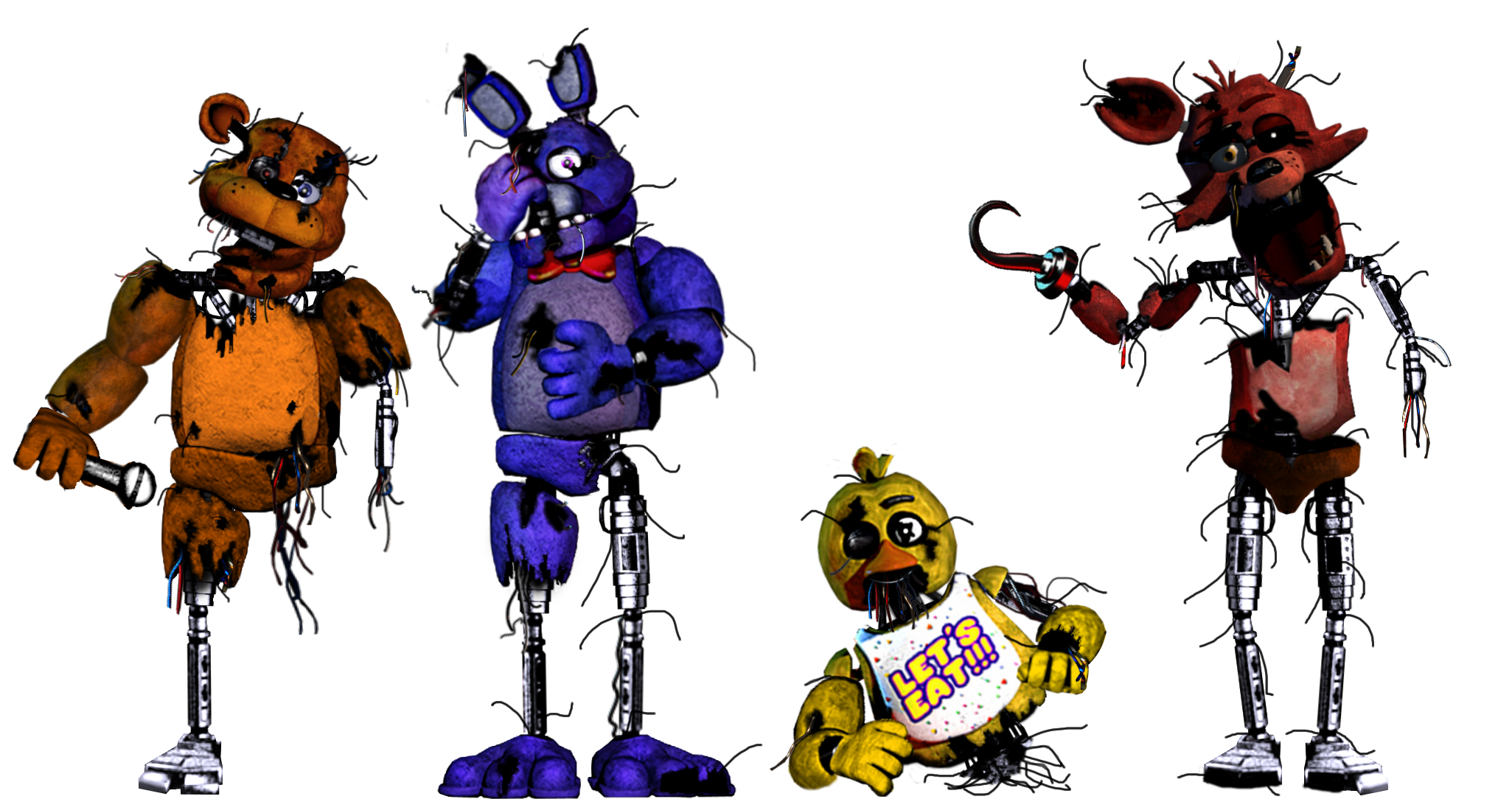 FNaF 1 animatronics if they were shattered (I got bored) :  r/fivenightsatfreddys