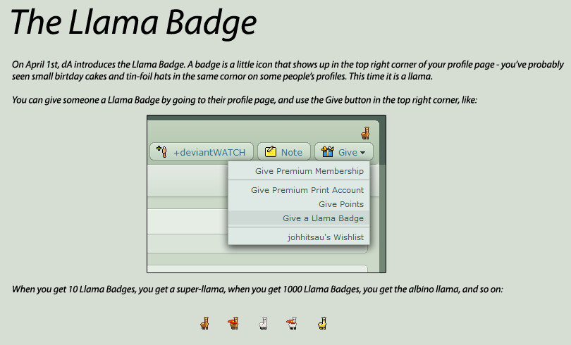 Llama Badges explanation