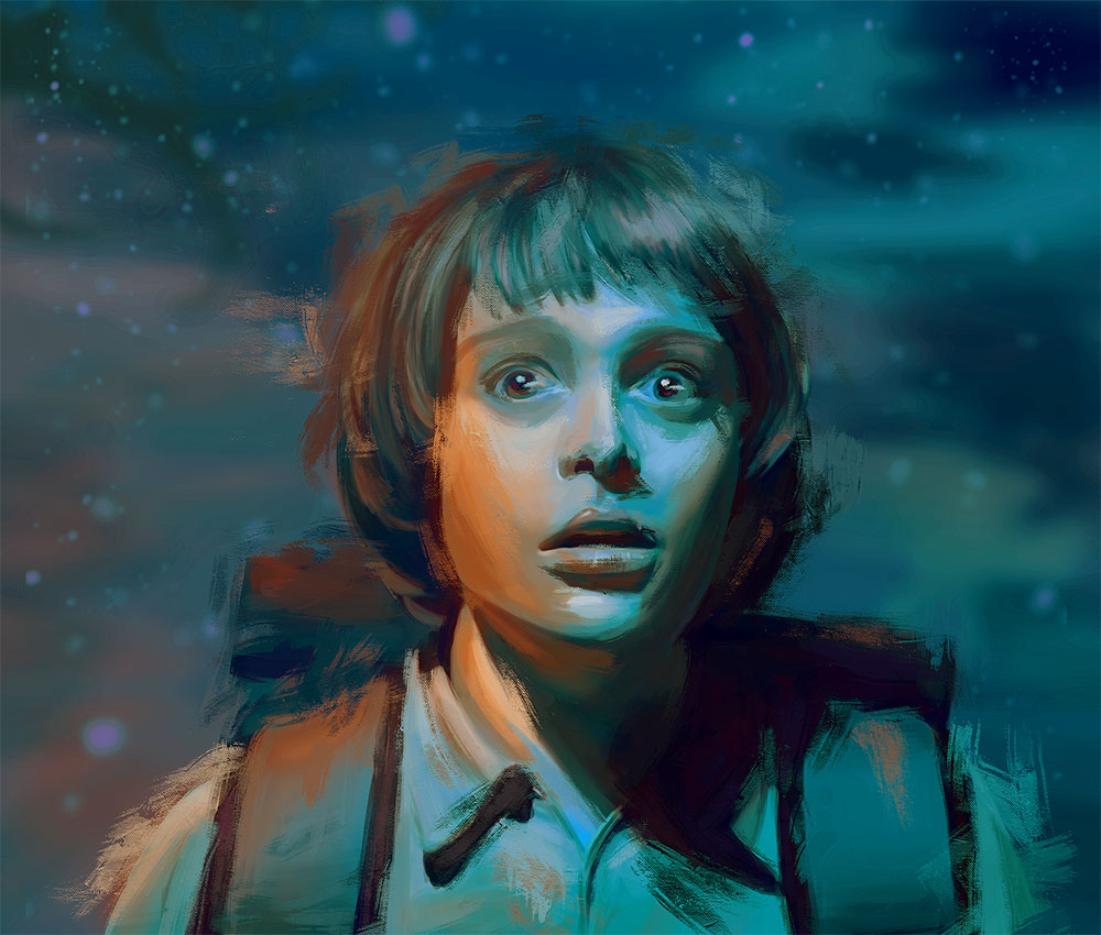 i'm a lonely planet now — [ID: digital art of Will Byers from Stranger