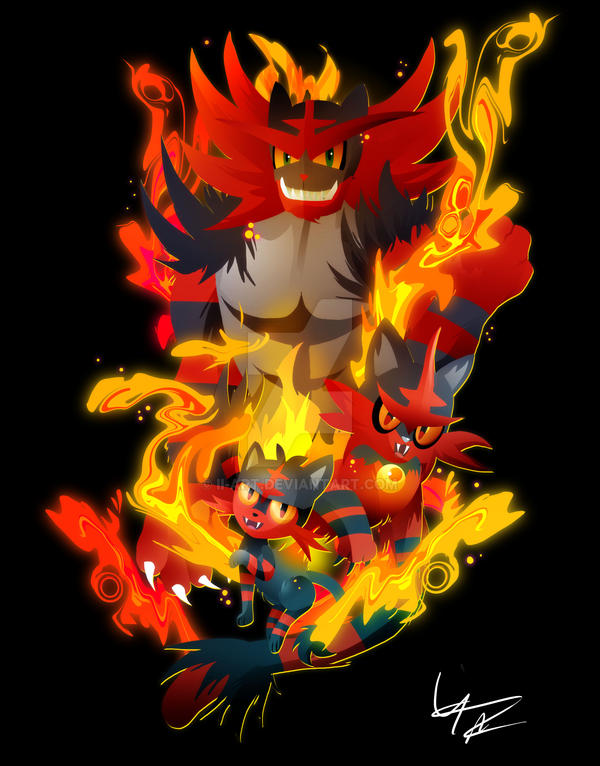 Fire Cat Evolution Litten, Torracat and Incineroar by II-Art on DeviantArt