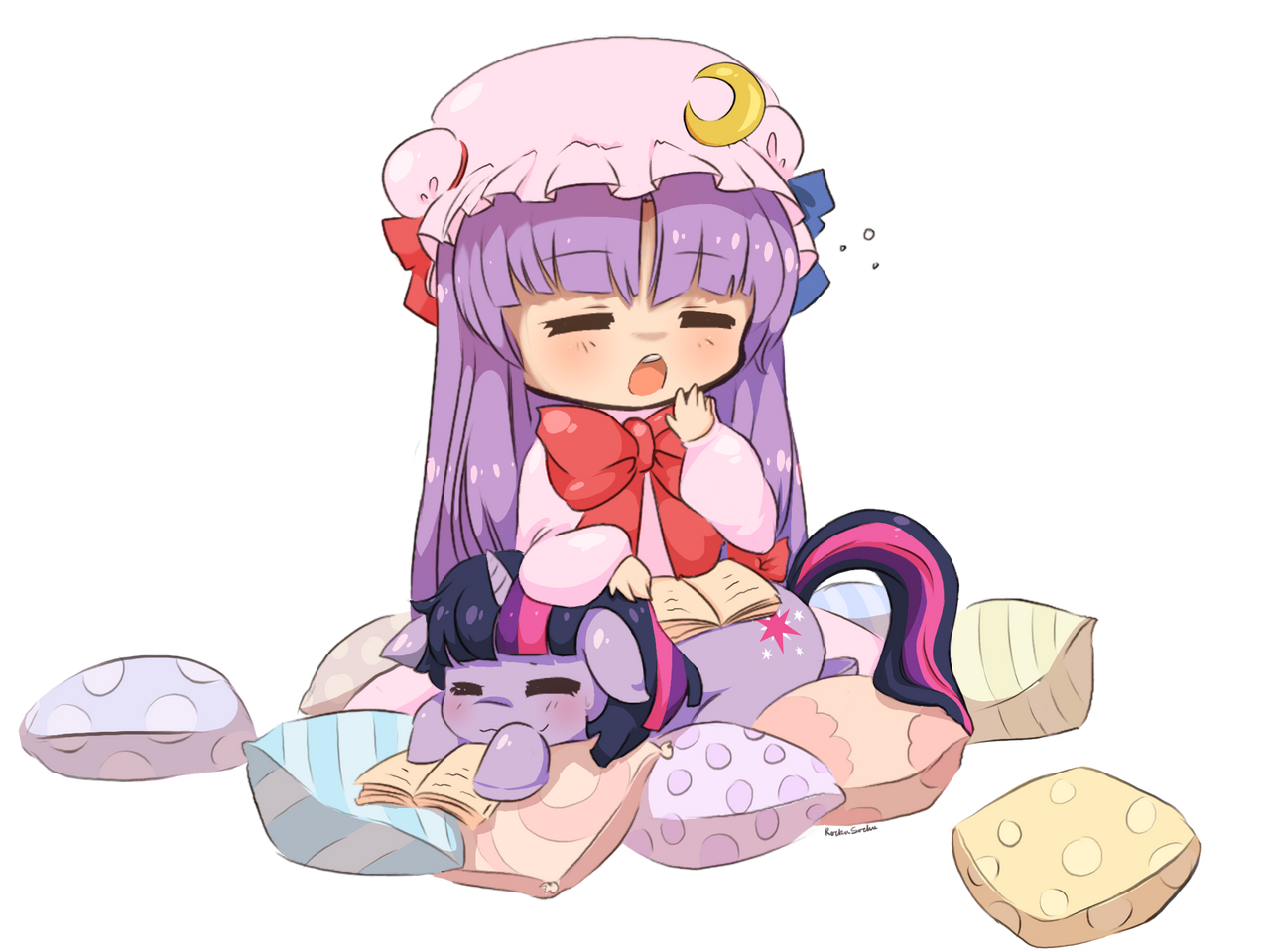 Twilight + patchouli chibis - reading session