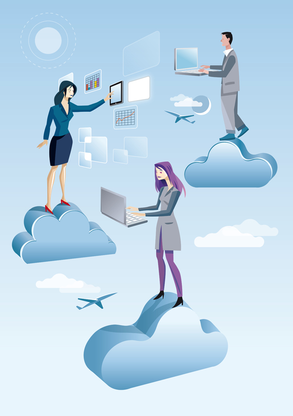 Cloud Computing Men And  and two Women