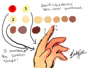 Human skin color swatches