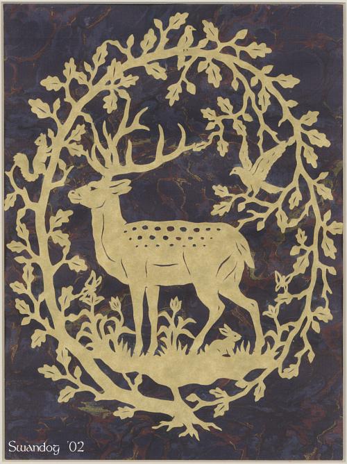 Deer and Oak Papercutting