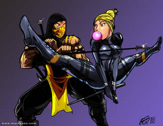 MKX: Scorpion vs Cassie Cage by martenas