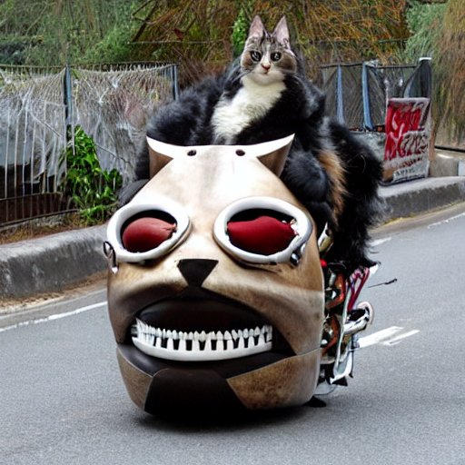 cat riding a motorcycle made of teeth by CriticalDove on DeviantArt