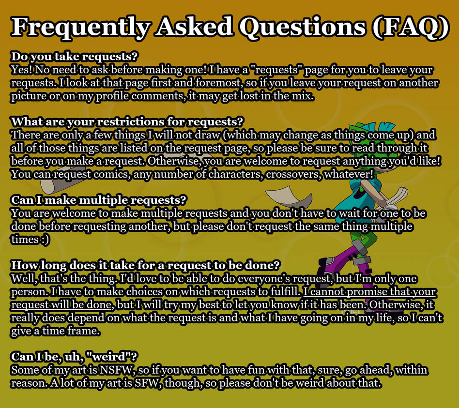 Deviantart Questions Frequently Asked Questions by VileTheHedgehog on DeviantArt