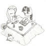 Fluttershy and Twilight at the Kotatsu