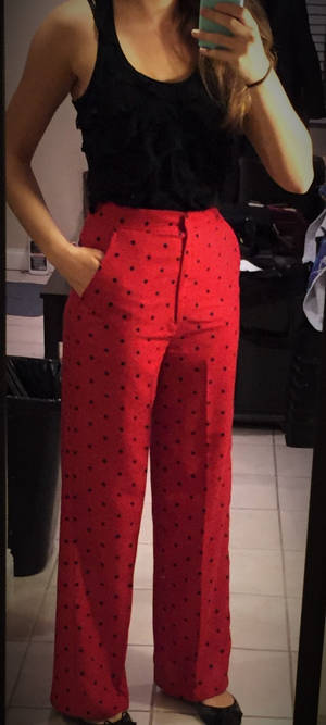 Polka-dot red pants