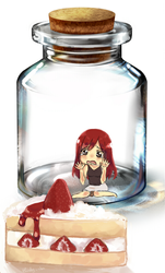 Bottle Meme- Erza and strawberry cake