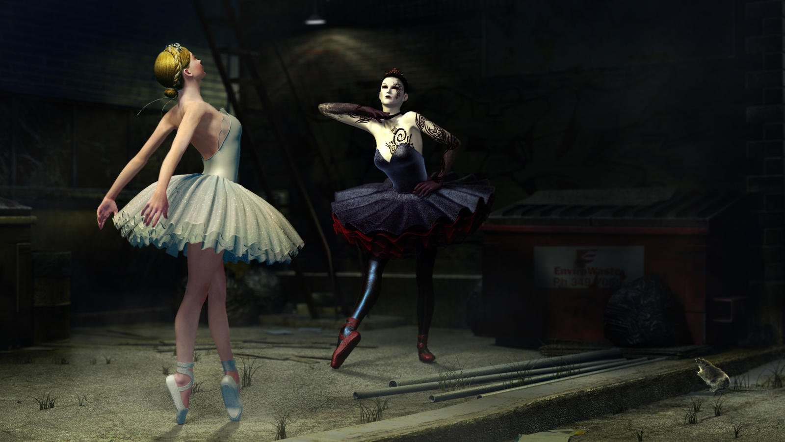 There's a ballet being fought out in the alley