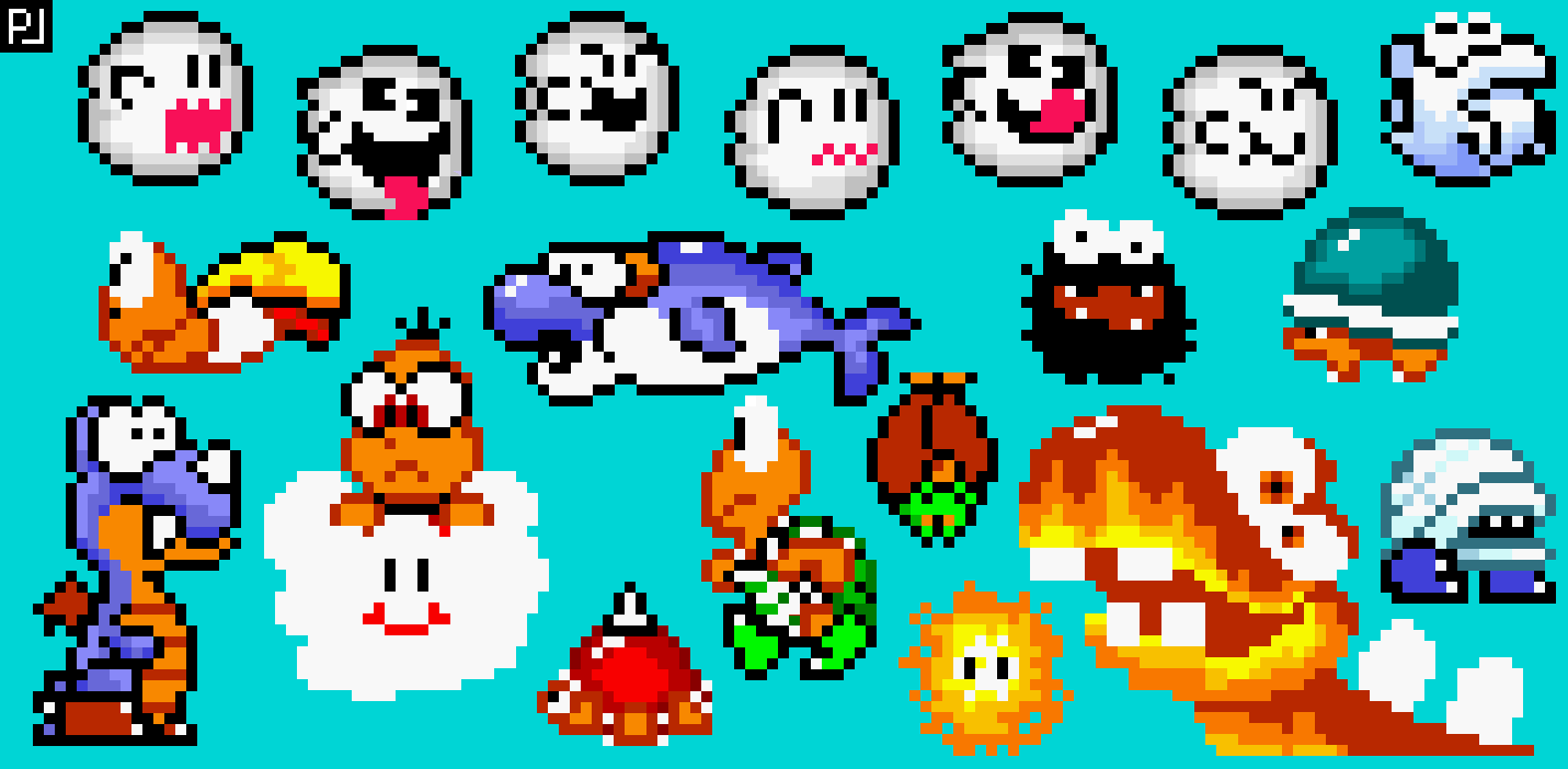 Set of Enemies Characters from Super Mario World Classic Video Game, Pixel  Design Vector Illustration Editorial Photo - Illustration of illustrative,  gaming: 239217756