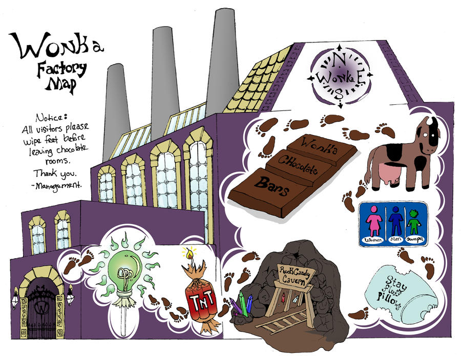 Шоколадная фабрика карта. Шоколадная фабрика рисунок.