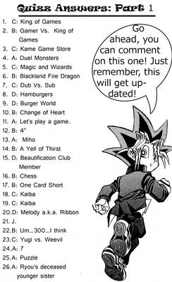 Yu-Gi-Oh! Fan quizz: Generic Answers 1-26