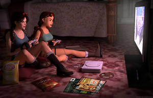 Lara plays with Lara