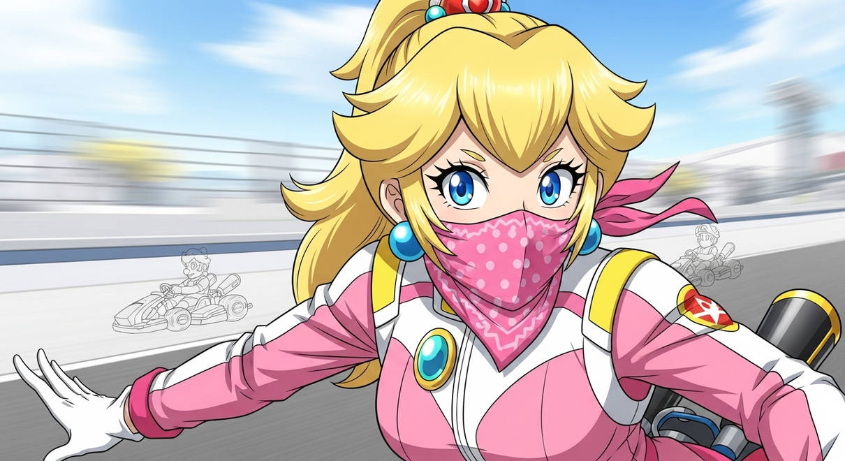 Peach Racing Outfit With A Bandana Mask 2 By FidelHernandezTheOne On peach-racing-outfit-with-a-bandana-mask-2-by-fidelhernandeztheone-on