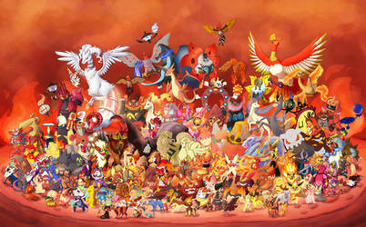 Gotta Draw 'em All: Fire Type Collaboration by Krisantyne