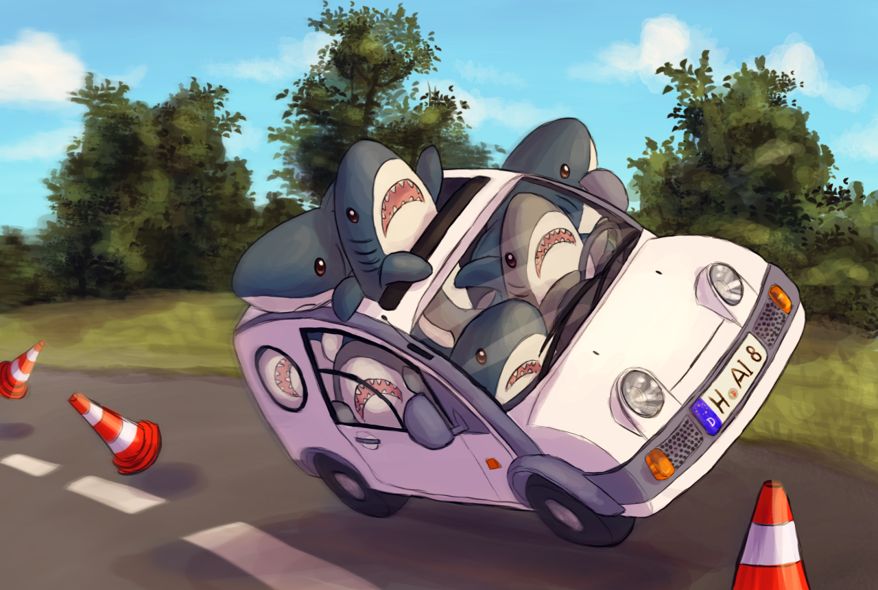 An Okay Number of Sharks in a Funny Car by Krisantyne on DeviantArt