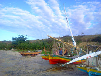 Ships lying on sand