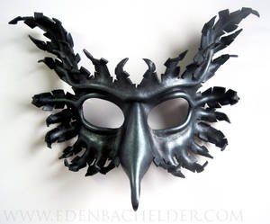 Gryphon leather mask, iron and blue pewter